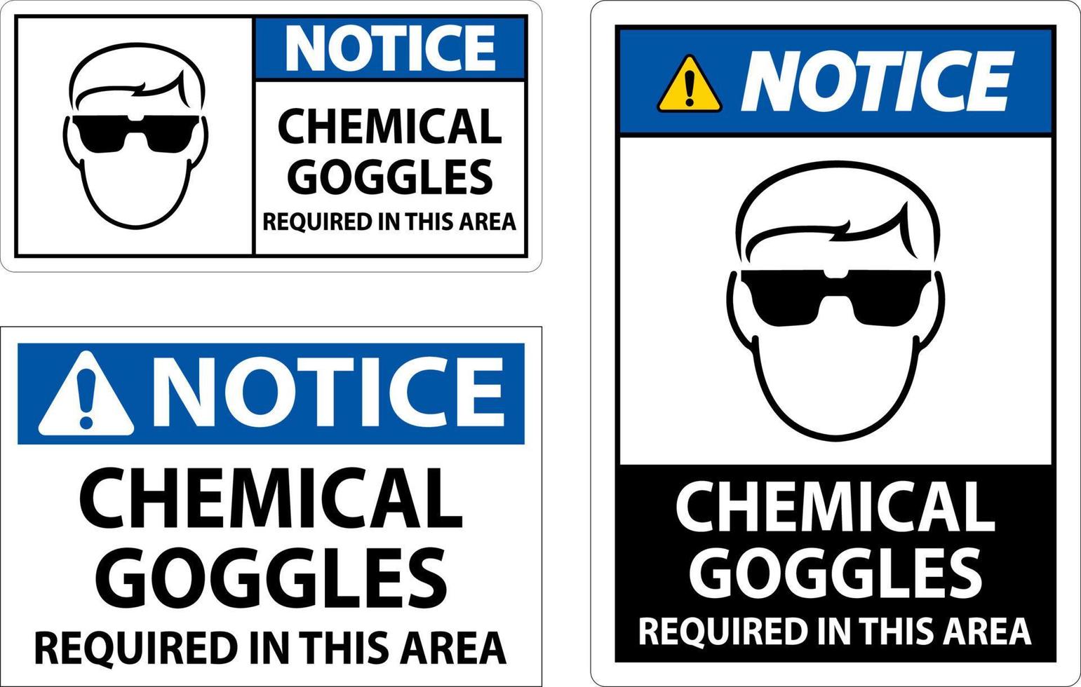 Notice Chemical Goggles Required Sign On White Background vector