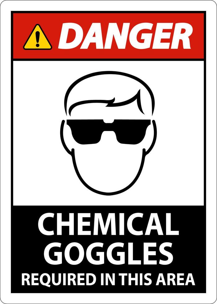 Danger Chemical Goggles Required Sign On White Background vector