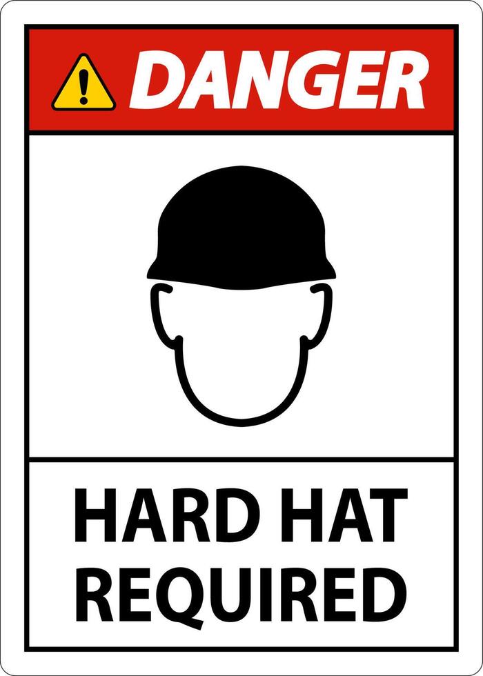 Danger Hard Hat Required Sign On White Background vector