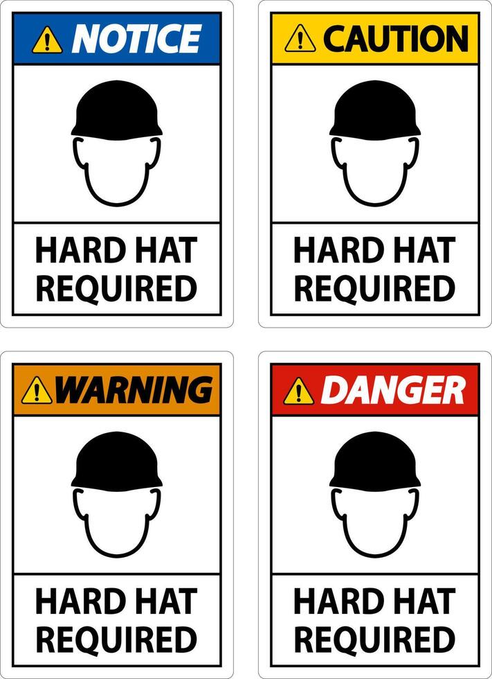 Caution Hard Hat Required Sign On White Background vector