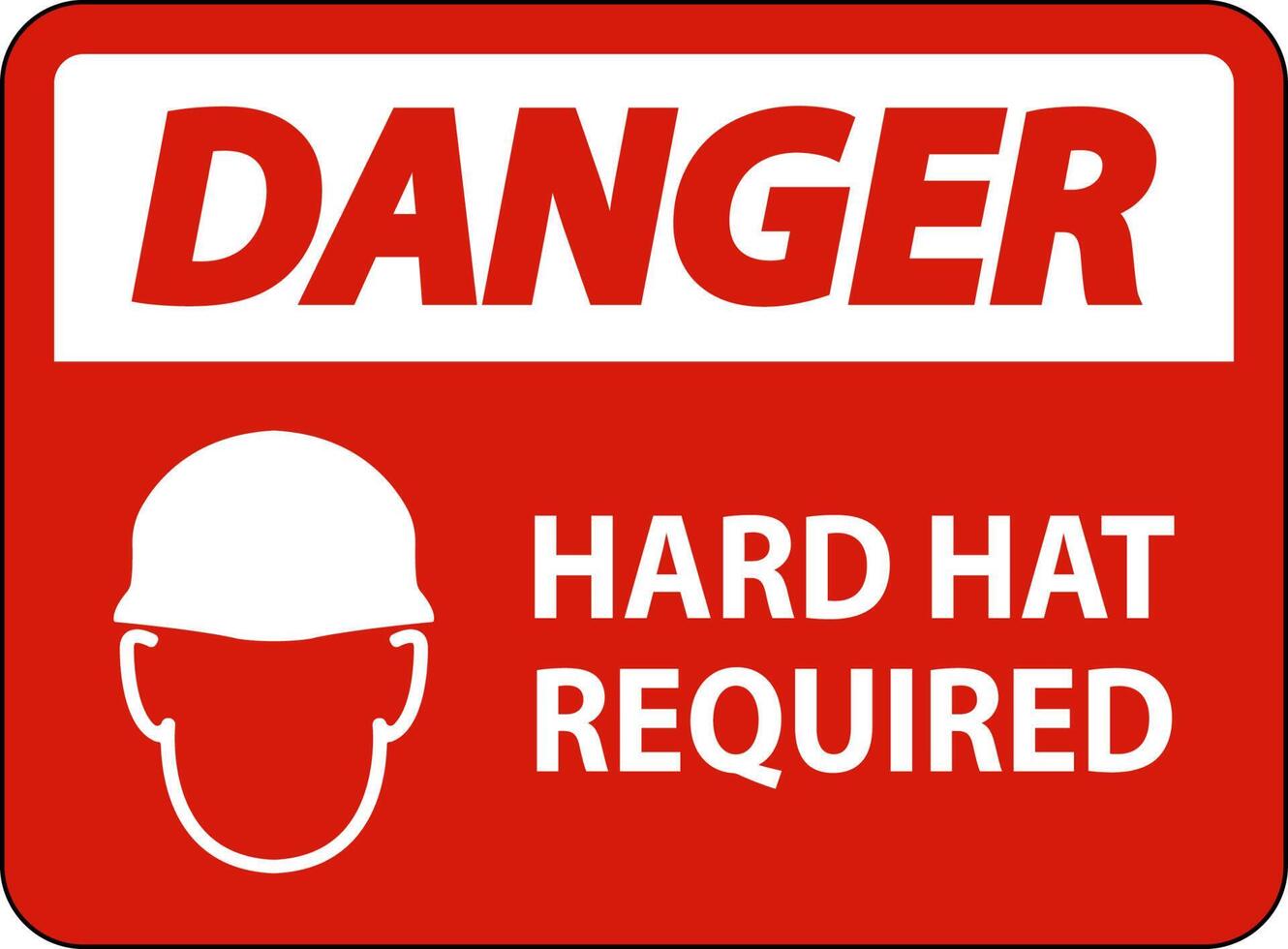 Danger Hard Hat Required Sign On White Background vector