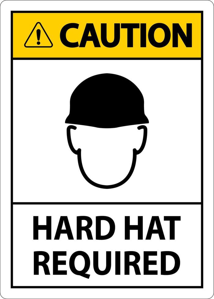 Caution Hard Hat Required Sign On White Background vector