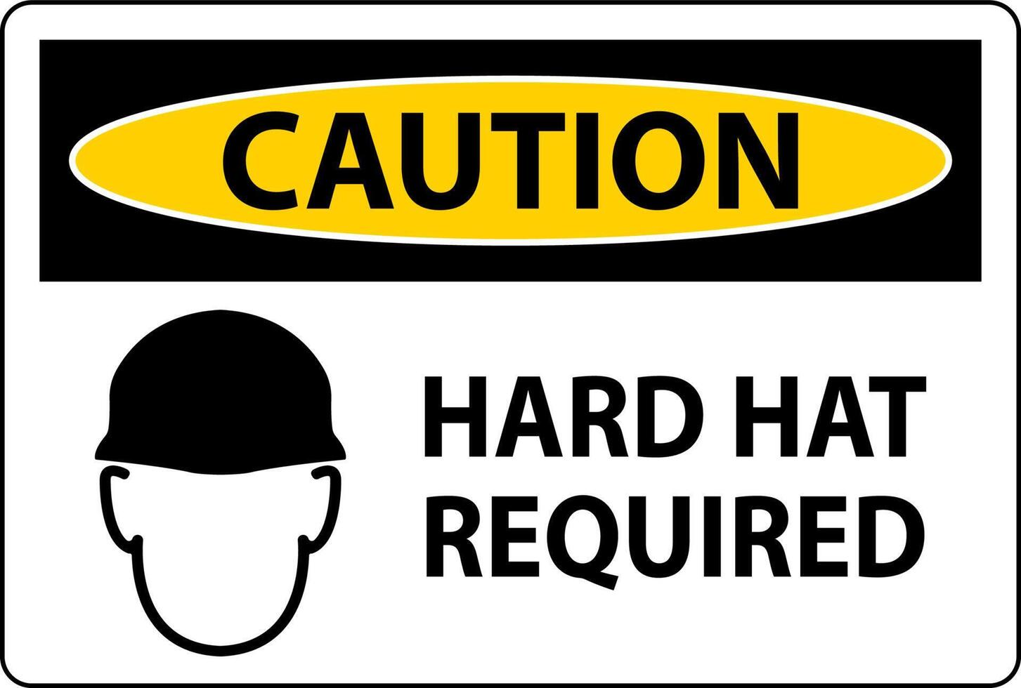 Caution Hard Hat Required Sign On White Background vector