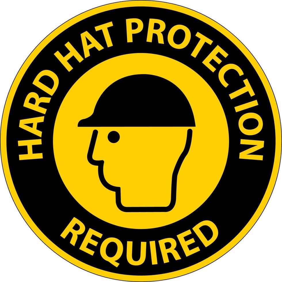 Hard Hat Protection Required Area Sign On White Background vector