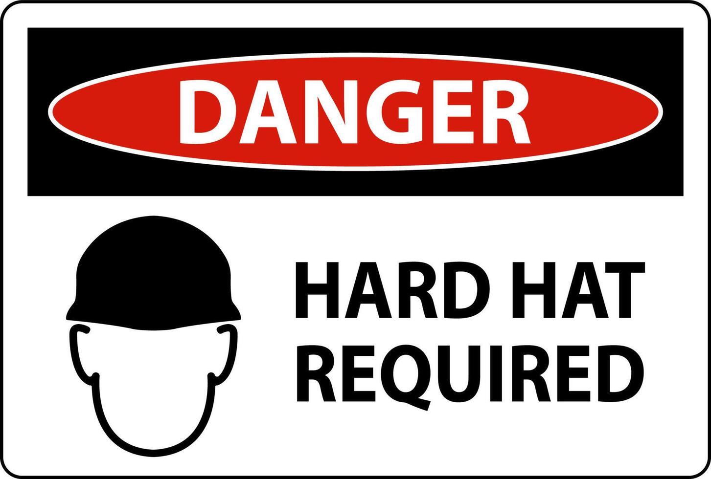 Danger Hard Hat Required Sign On White Background vector