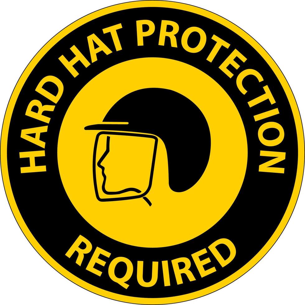 Hard Hat Protection Required Area Sign On White Background vector