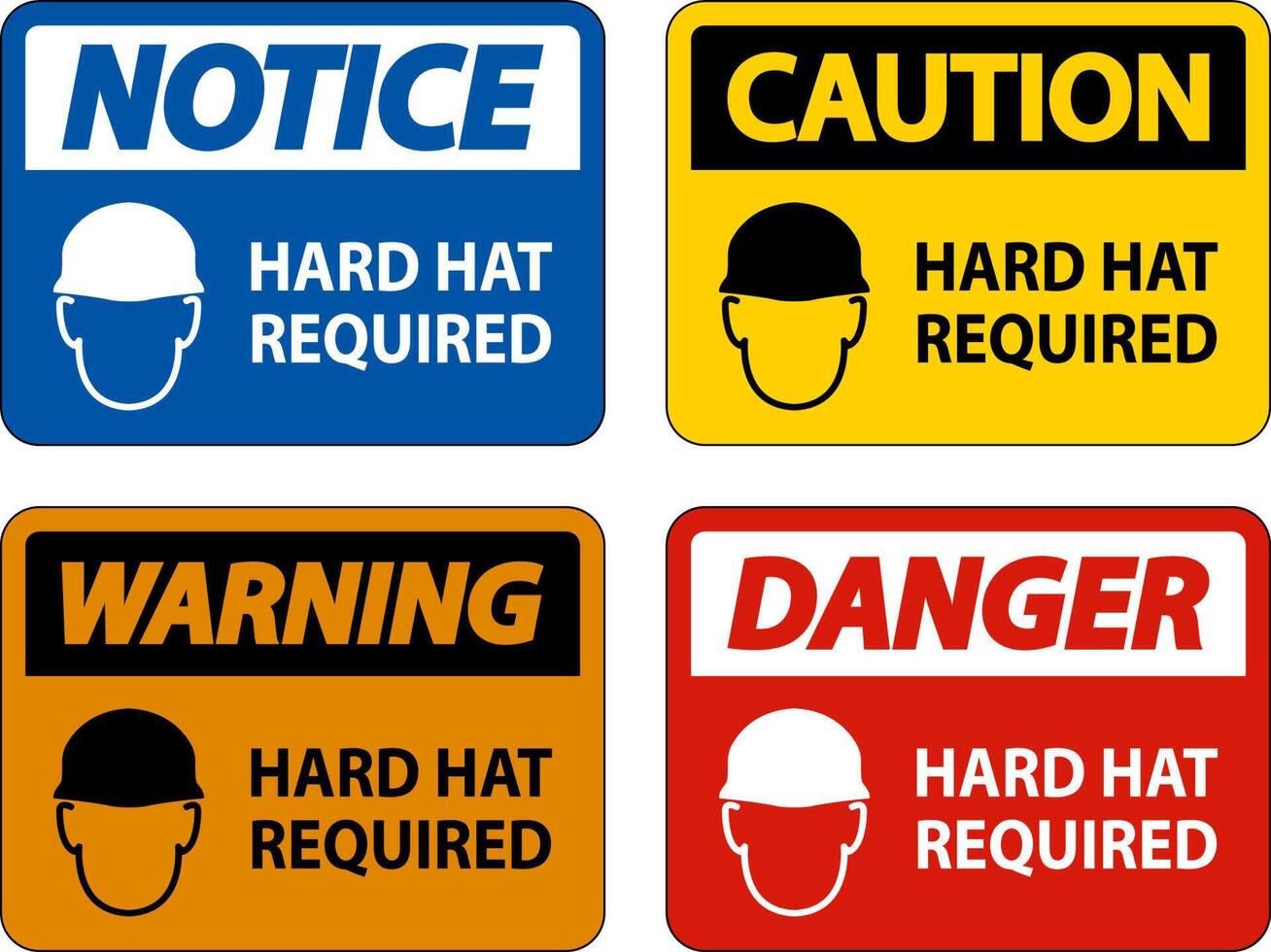 Caution Hard Hat Required Sign On White Background vector