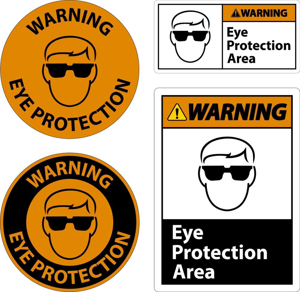 Warning Eye Protection Area Symbol Sign On White Background vector