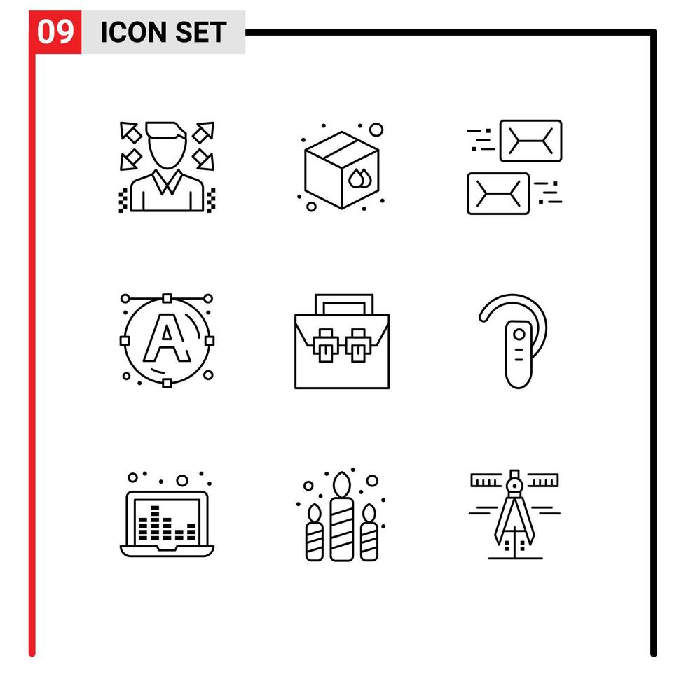 Universal Icon Symbols Group of 9 Modern Outlines of construction bag communication art font Editable Vector Design Elements