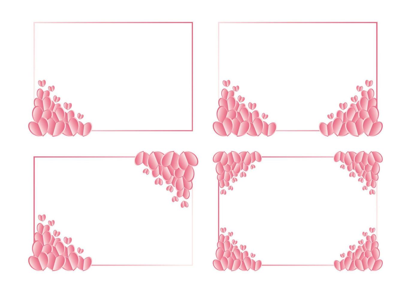 poster frame decoration with heart ornament in simple shape, pink border vector template. Valentine greeting card or wedding invitation