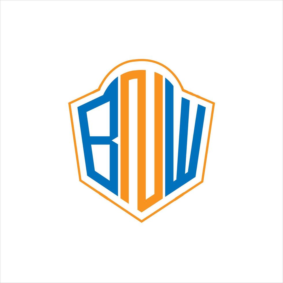 BNW abstract monogram shield logo design on white background. BNW creative initials letter logo. vector