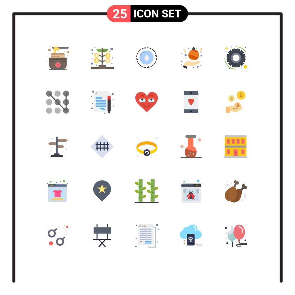 Set of 25 Modern UI Icons Symbols Signs for settings gear water hand christmas Editable Vector Design Elements