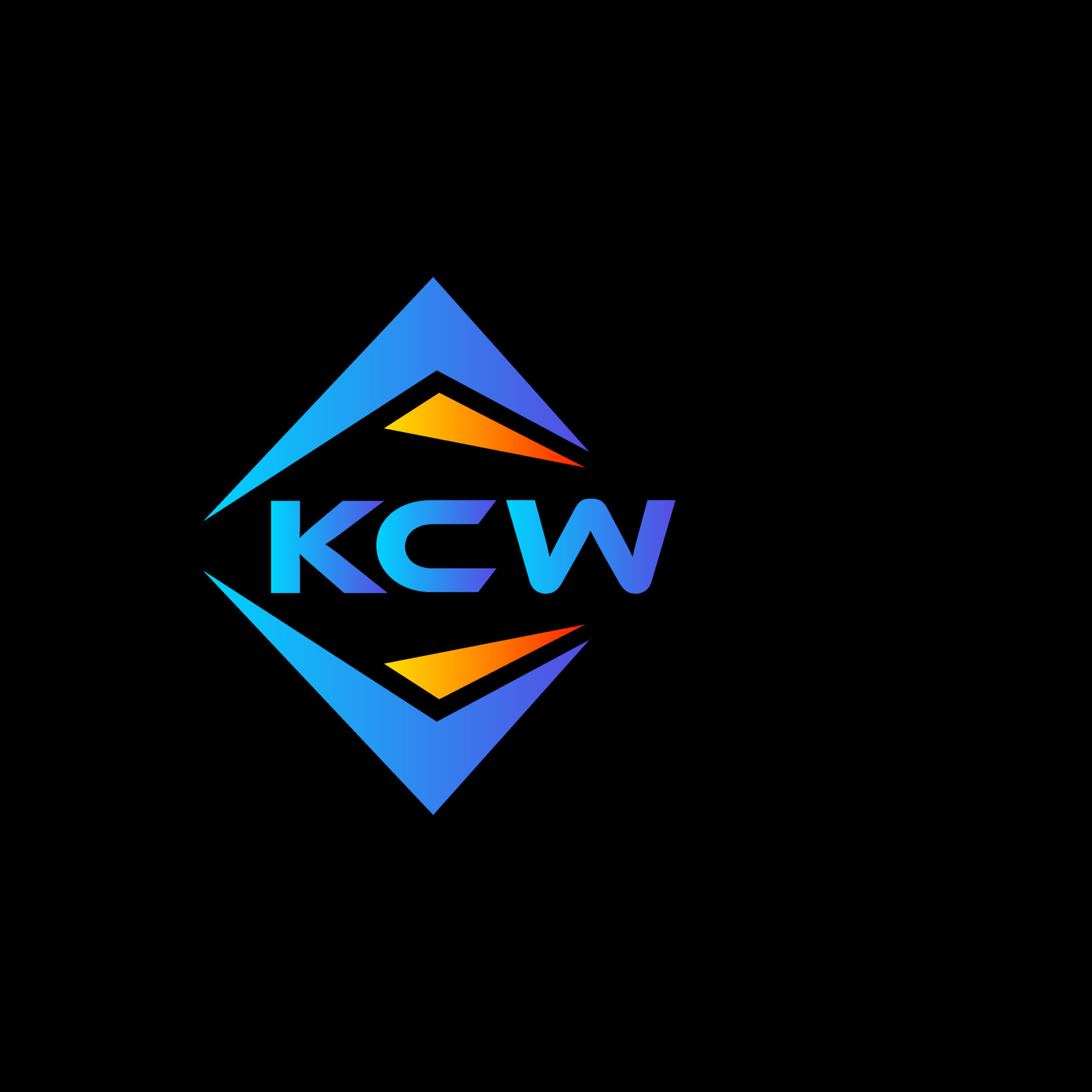KCW abstract technology logo design on Black background. KCW creative ...