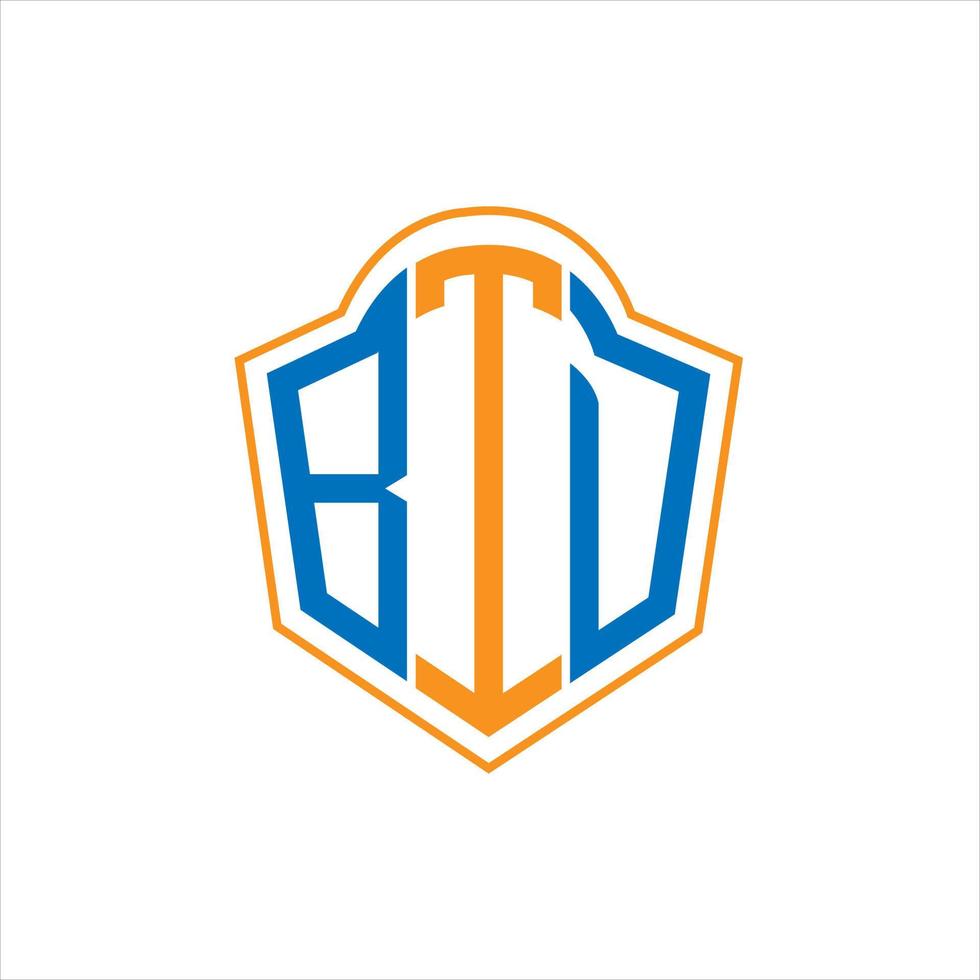 BTD abstract monogram shield logo design on white background. BTD creative initials letter logo. vector