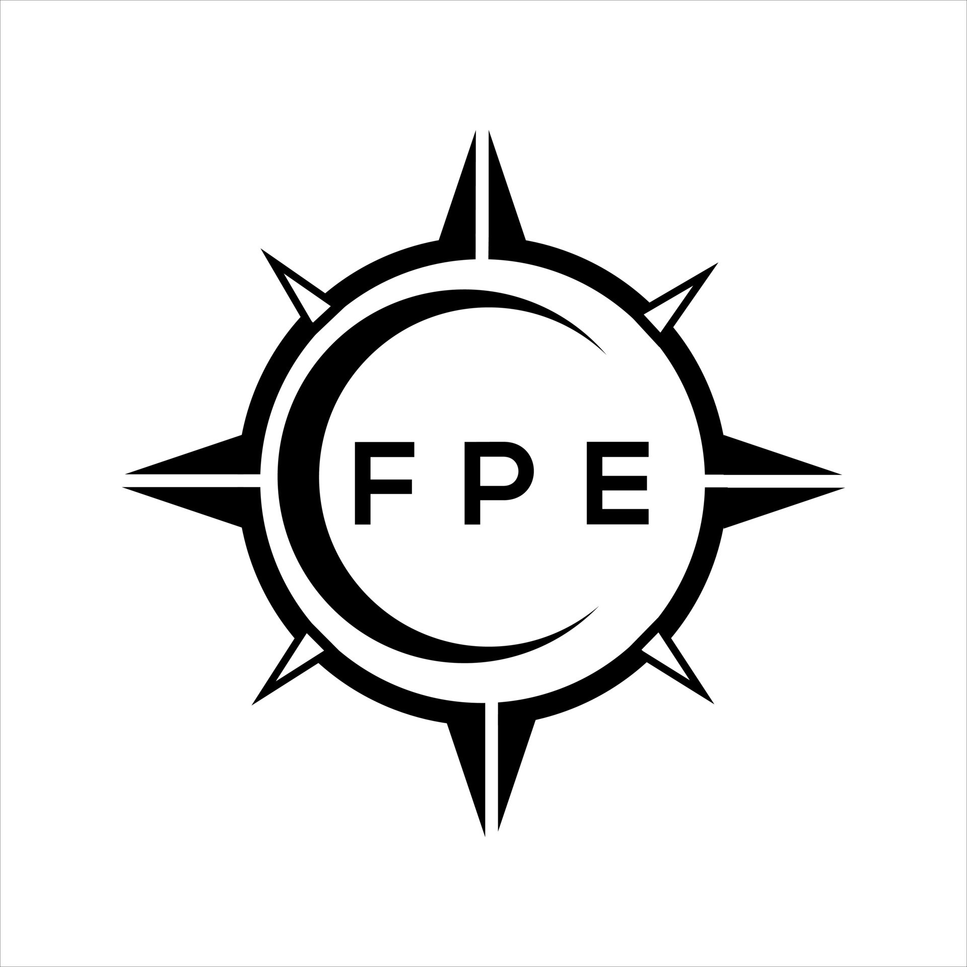 fpe resumen tecnología circulo ajuste logo diseño en blanco