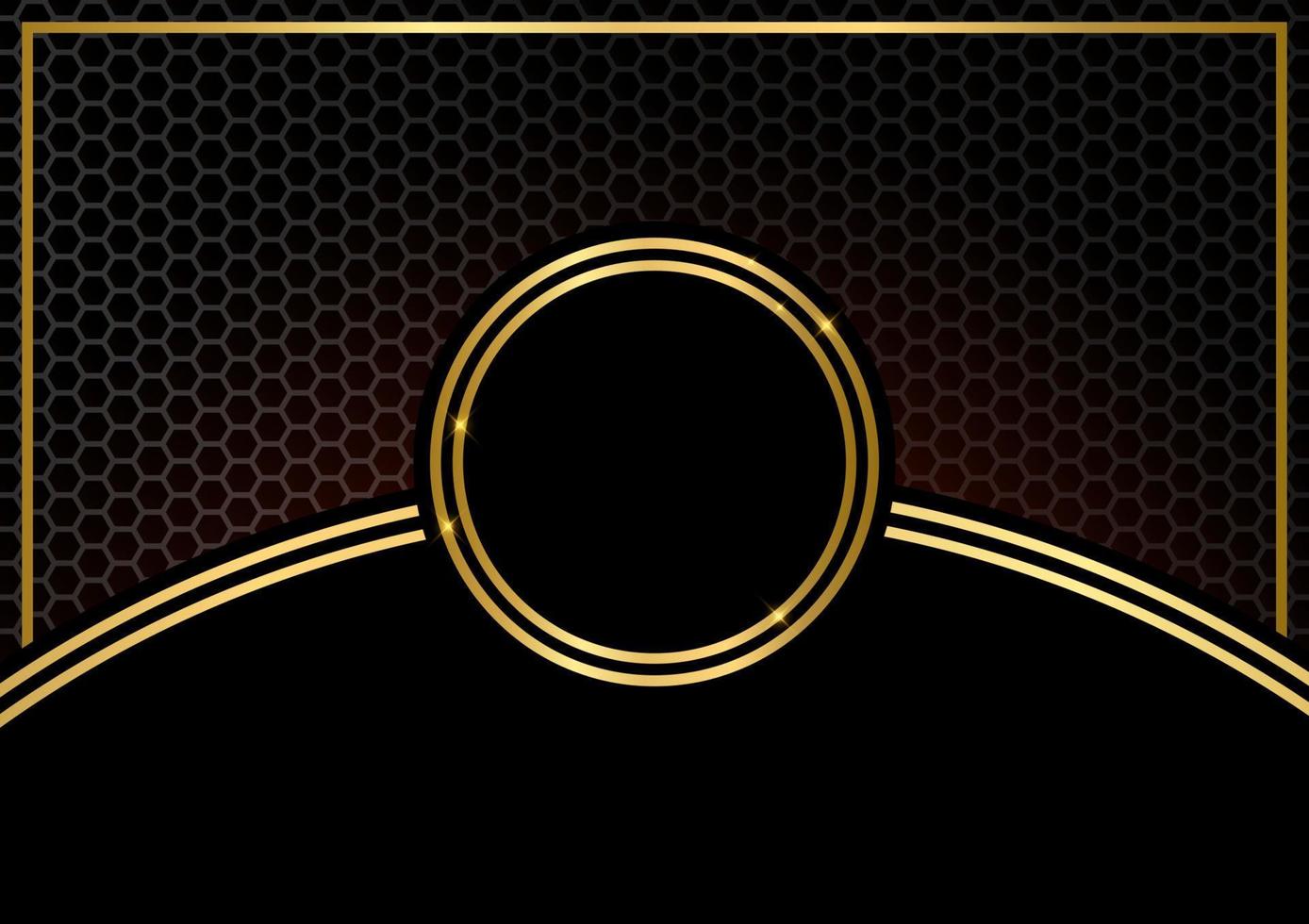 Luxury shiny gold circle center line premium hexagon background vector