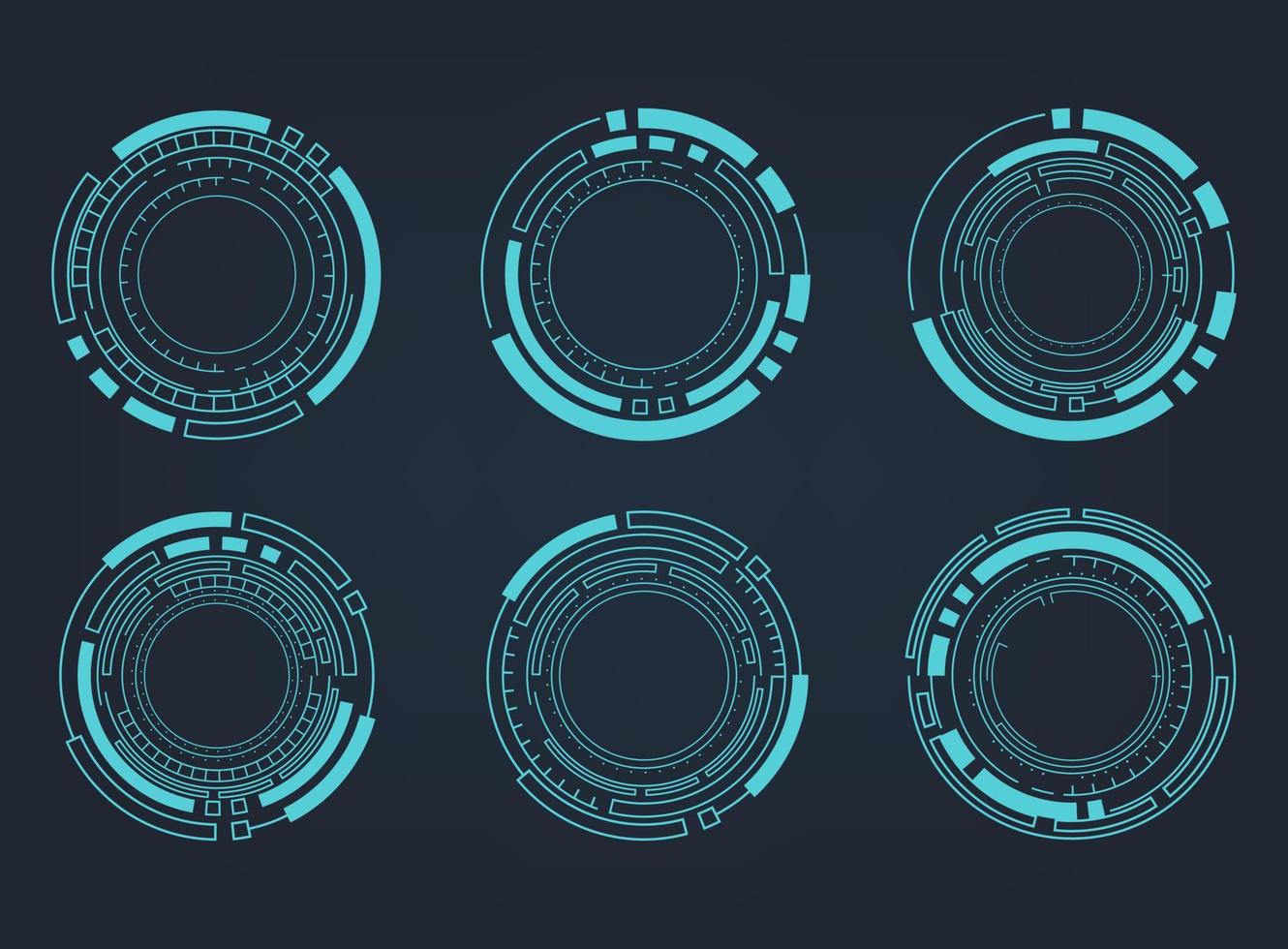 Futuristic abstract HUD. Circle technology elements set. Futuristic hud interface. Vector illustration.