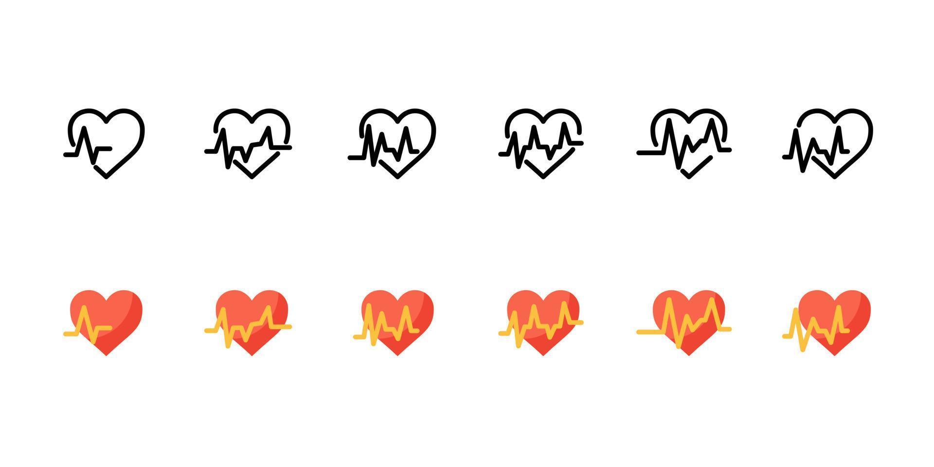 Heartbeat icon set. Vector illustration.