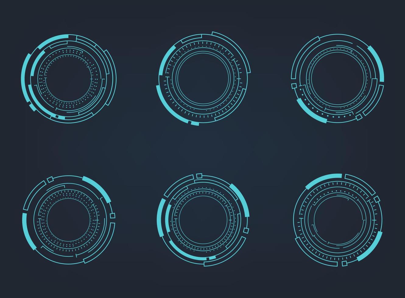 Futuristic abstract HUD. Circle technology elements set. Futuristic hud interface. Vector illustration.