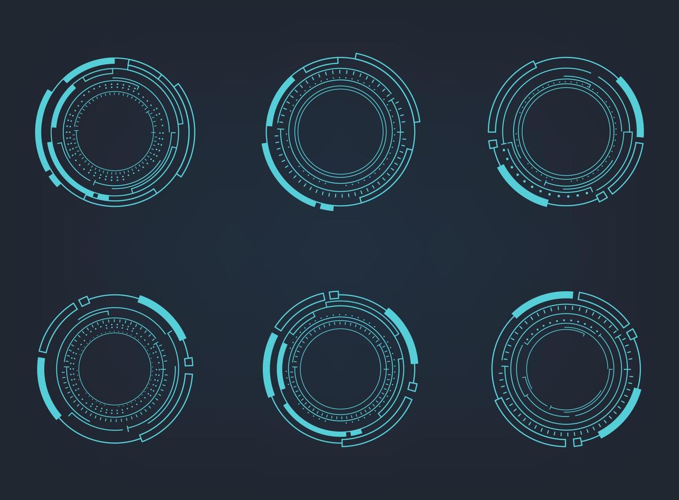 Futuristic abstract HUD. Circle technology elements set. Futuristic hud interface. Vector illustration.