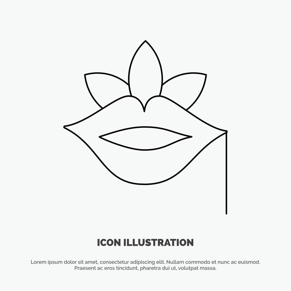 Lips Flower Plant Rose Spring Line Icon Vector