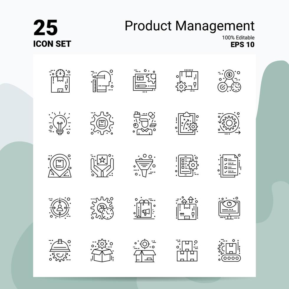 25 conjunto de iconos de gestión de productos 100 archivos eps 10 editables concepto de logotipo de empresa ideas diseño de icono de línea vector