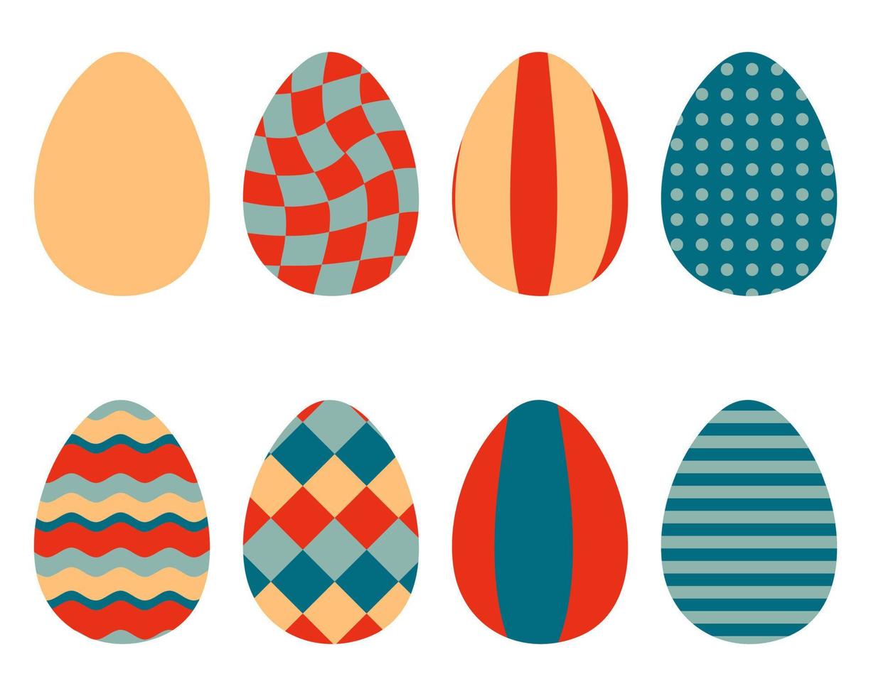 Retro style abstract Easter eggs collection. Perfect for stickers, cards, print. vector