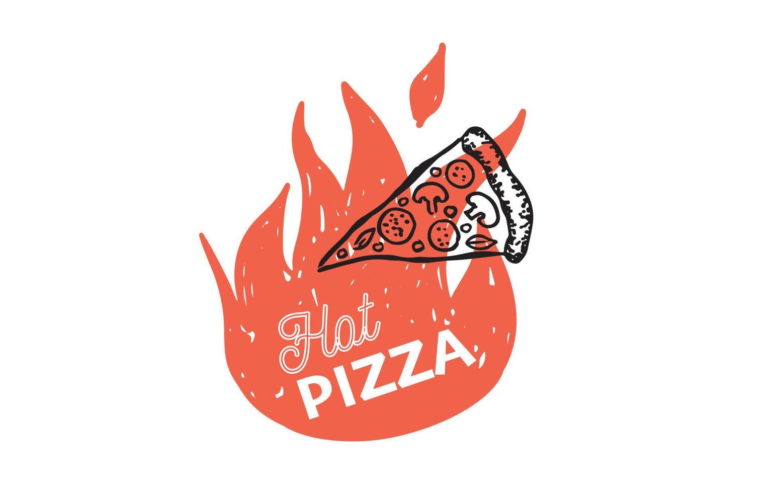 Hot Pizza, hand drawn illustrations, vector