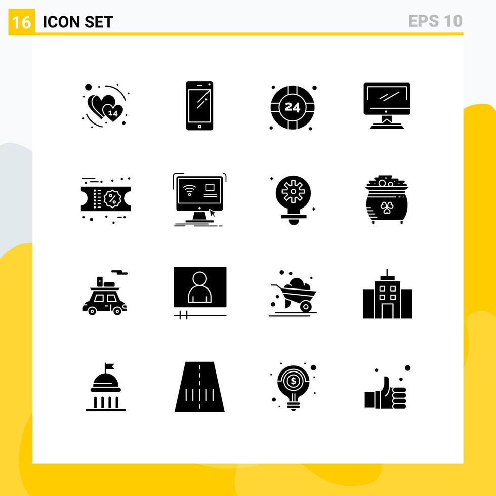16 Creative Icons Modern Signs and Symbols of pc device samsung monitor help desk Editable Vector Design Elements