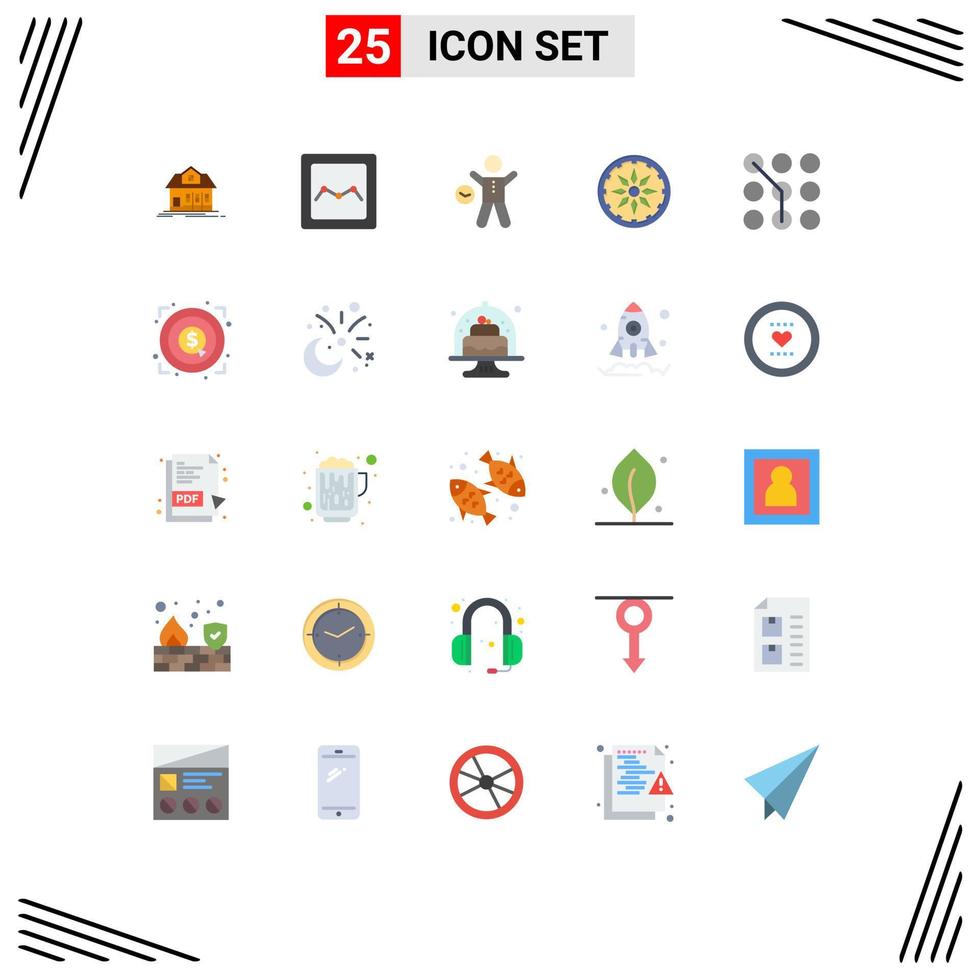 25 User Interface Flat Color Pack of modern Signs and Symbols of passkey access gym india circle Editable Vector Design Elements
