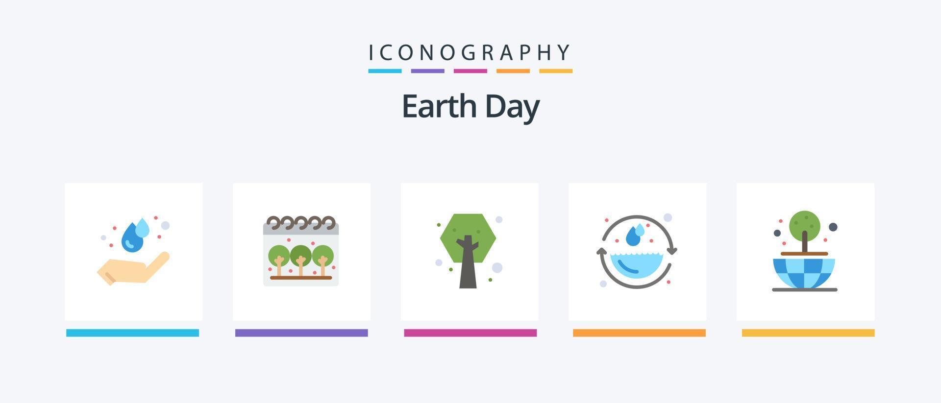 Earth Day Flat 5 Icon Pack Including world. earth. ecology. environmental protection. ecology. Creative Icons Design vector