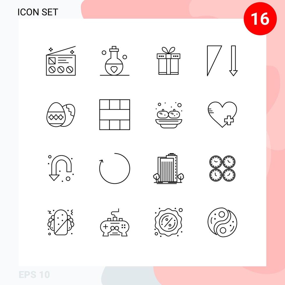 Set of 16 Vector Outlines on Grid for easter egg sort perfume descending shopping Editable Vector Design Elements