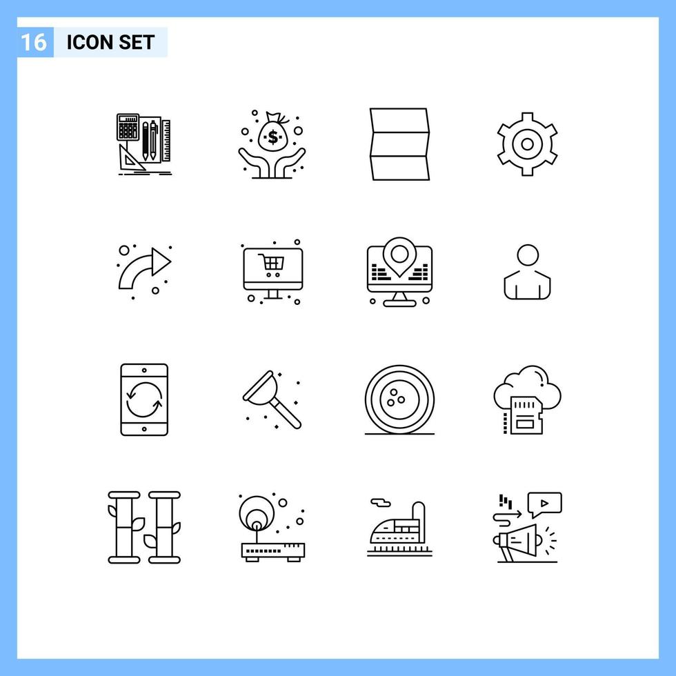 16 Outline concept for Websites Mobile and Apps right arrows location arrow setting Editable Vector Design Elements