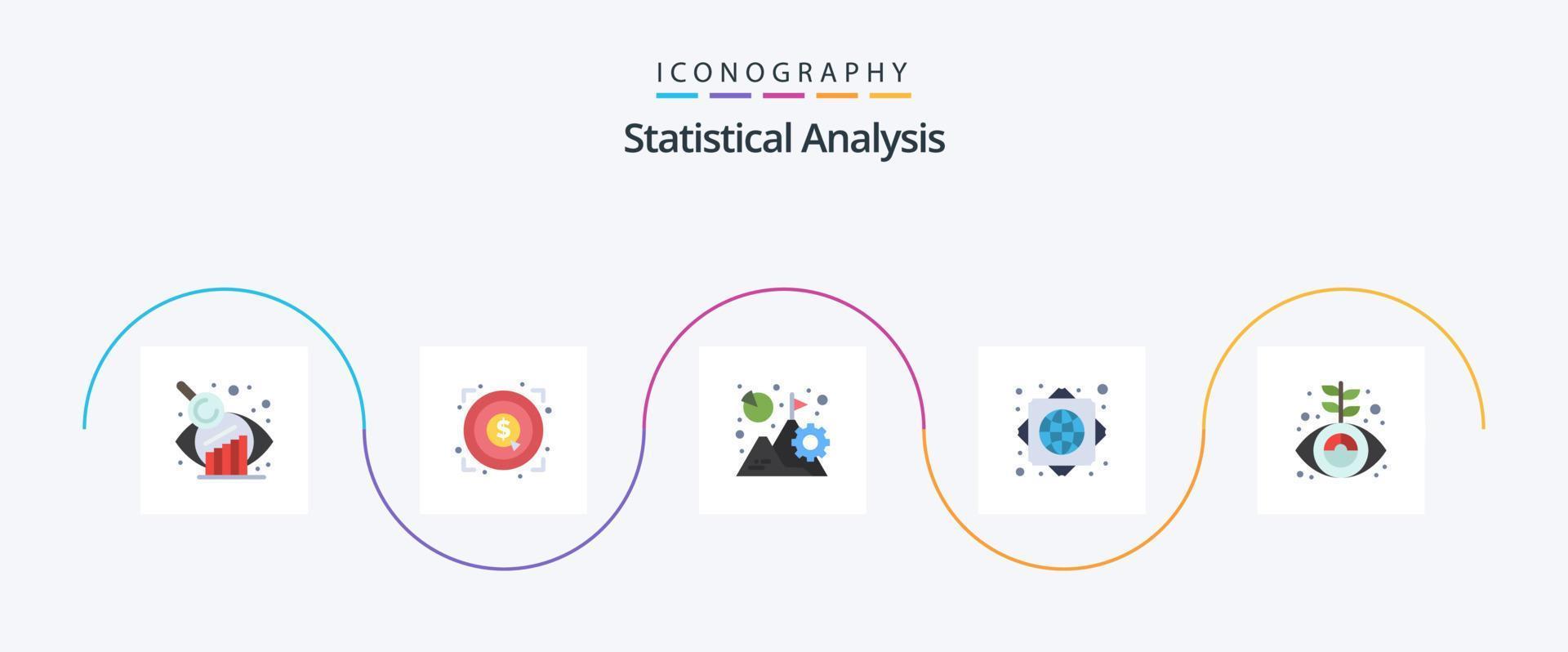 Statistical Analysis Flat 5 Icon Pack Including growth. business. business. worldwide. global infrastructure vector
