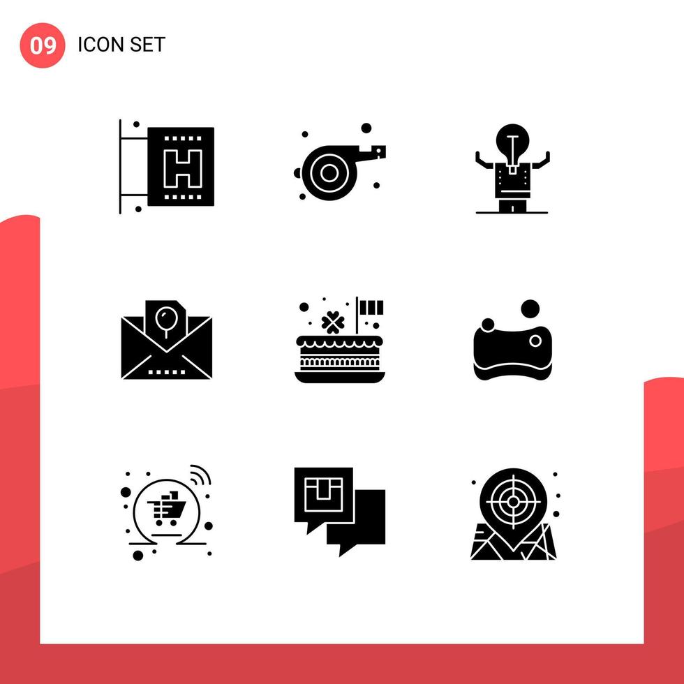 9 Universal Solid Glyphs Set for Web and Mobile Applications celebration cake man party holiday Editable Vector Design Elements