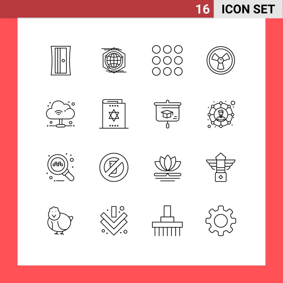 Universal Icon Symbols Group of 16 Modern Outlines of harry potter wifi design internet science Editable Vector Design Elements