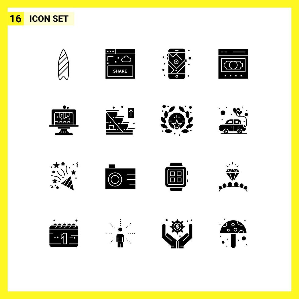 16 Creative Icons Modern Signs and Symbols of baking money gps exchange business Editable Vector Design Elements