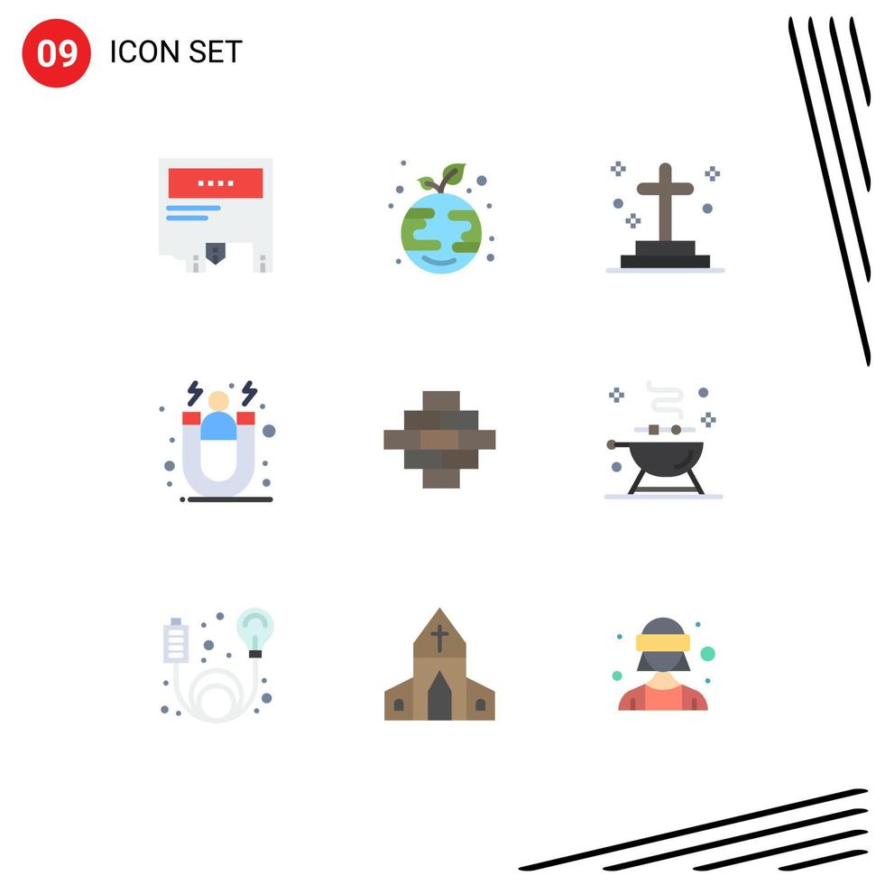 Modern Set of 9 Flat Colors and symbols such as customer retention customer globe acquisition grave Editable Vector Design Elements