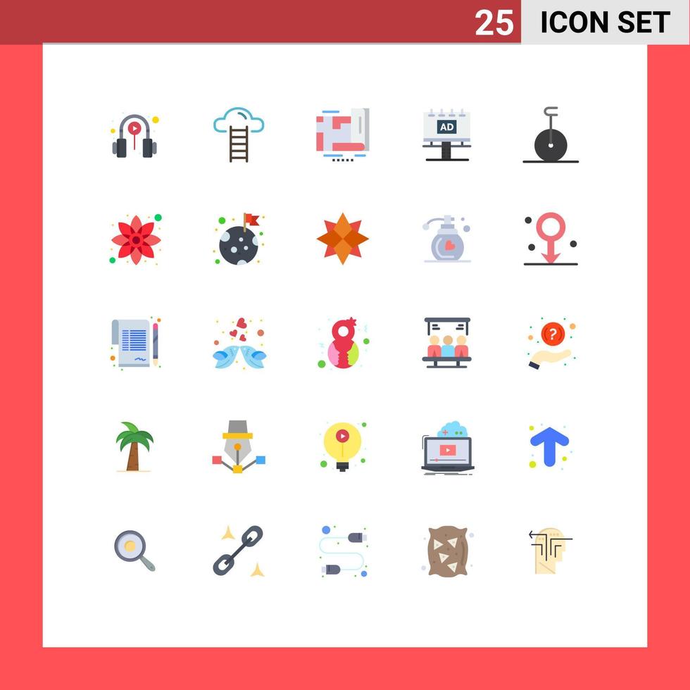 25 Universal Flat Color Signs Symbols of advertisment banner interface board navigation Editable Vector Design Elements