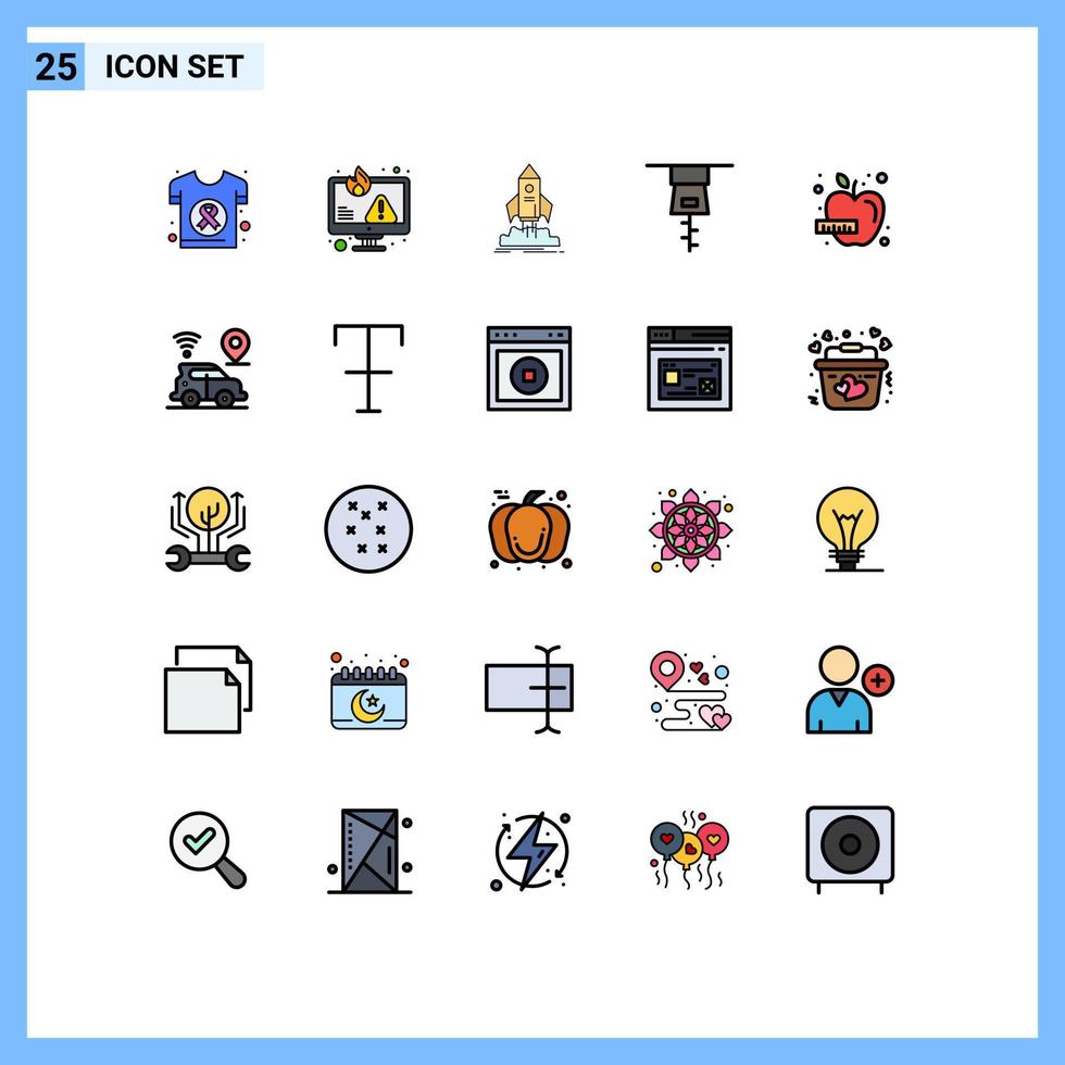 conjunto de 25 moderno ui íconos símbolos señales para manzana ropa almacenamiento misión Embarcacion editable vector diseño elementos
