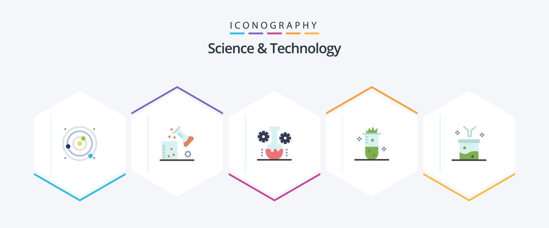 Science And Technology 25 Flat icon pack including chemistry. alcoholic fermentation. science of matter. technology lab. lab management vector