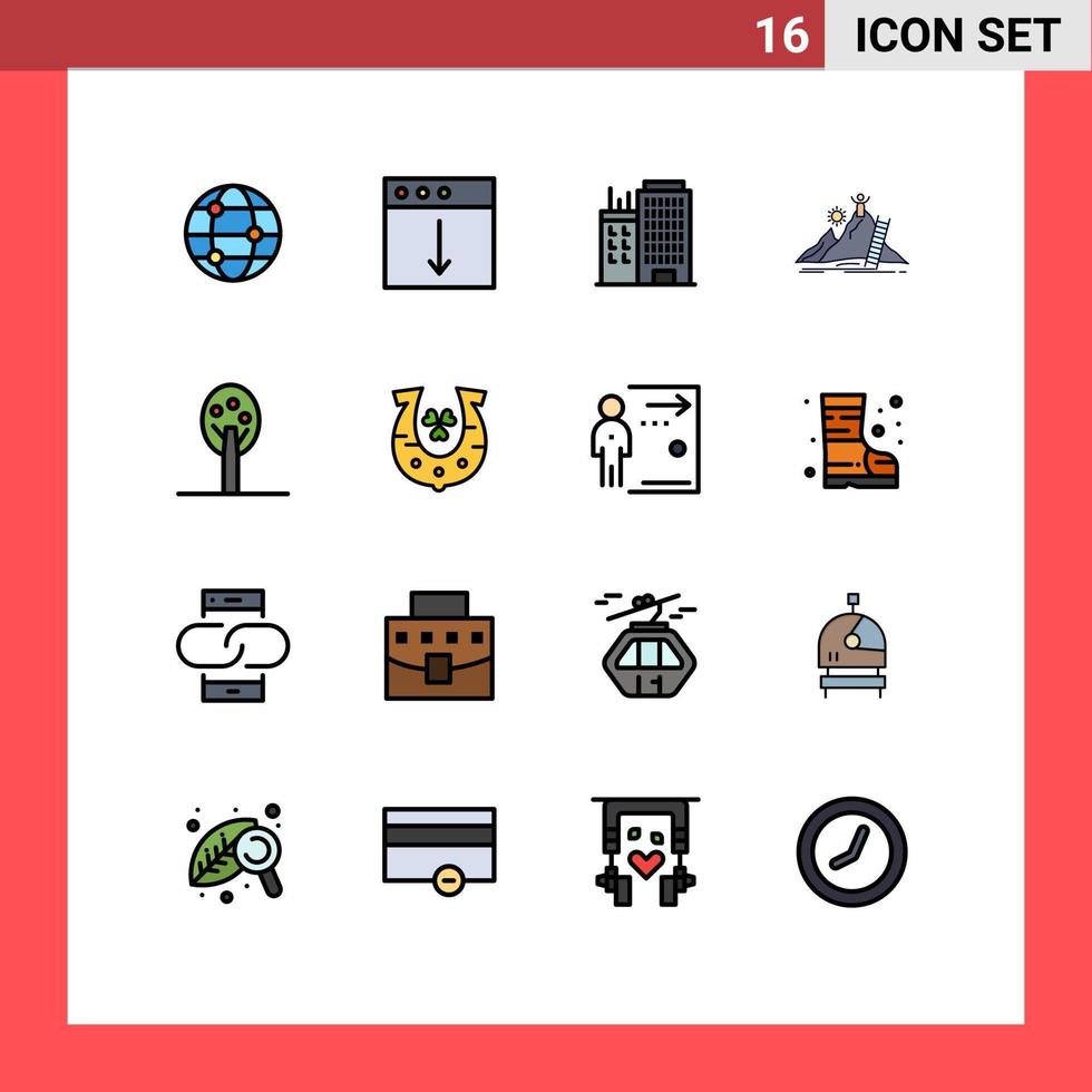 16 User Interface Flat Color Filled Line Pack of modern Signs and Symbols of summer career business leader personal Editable Creative Vector Design Elements