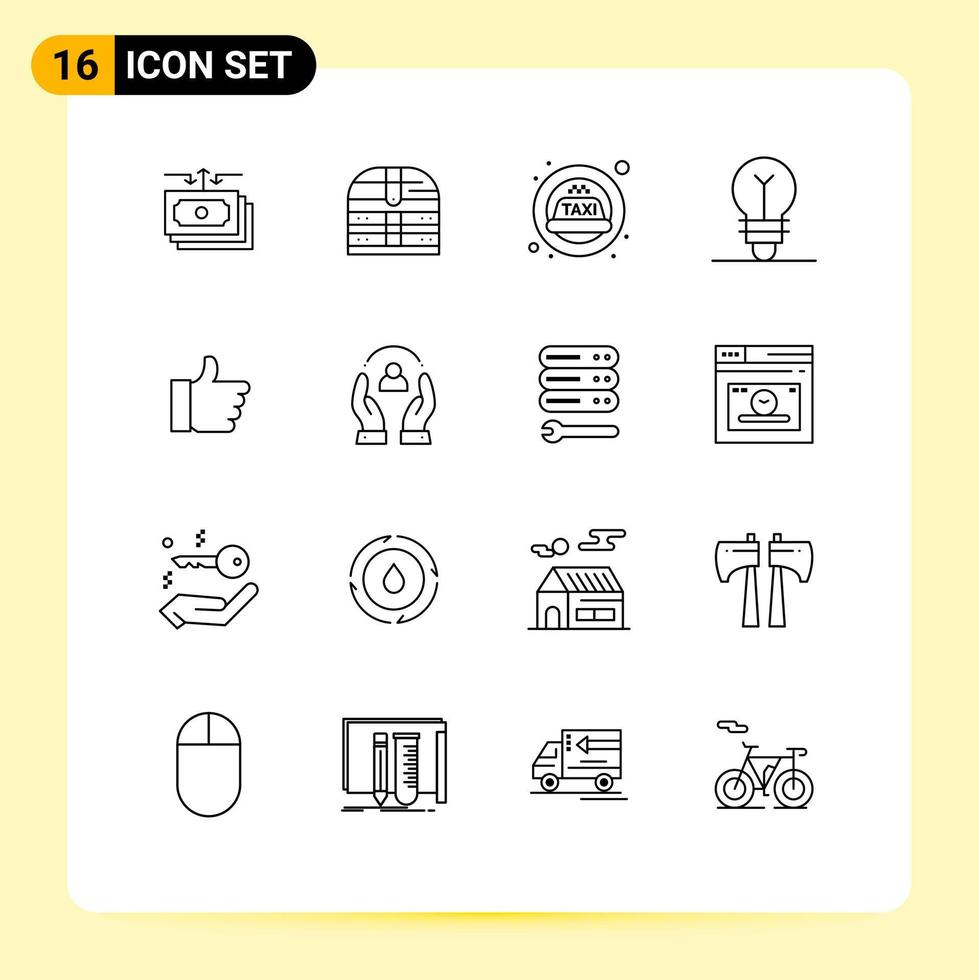 16 Universal Outlines Set for Web and Mobile Applications like wreath security idea achievement Editable Vector Design Elements