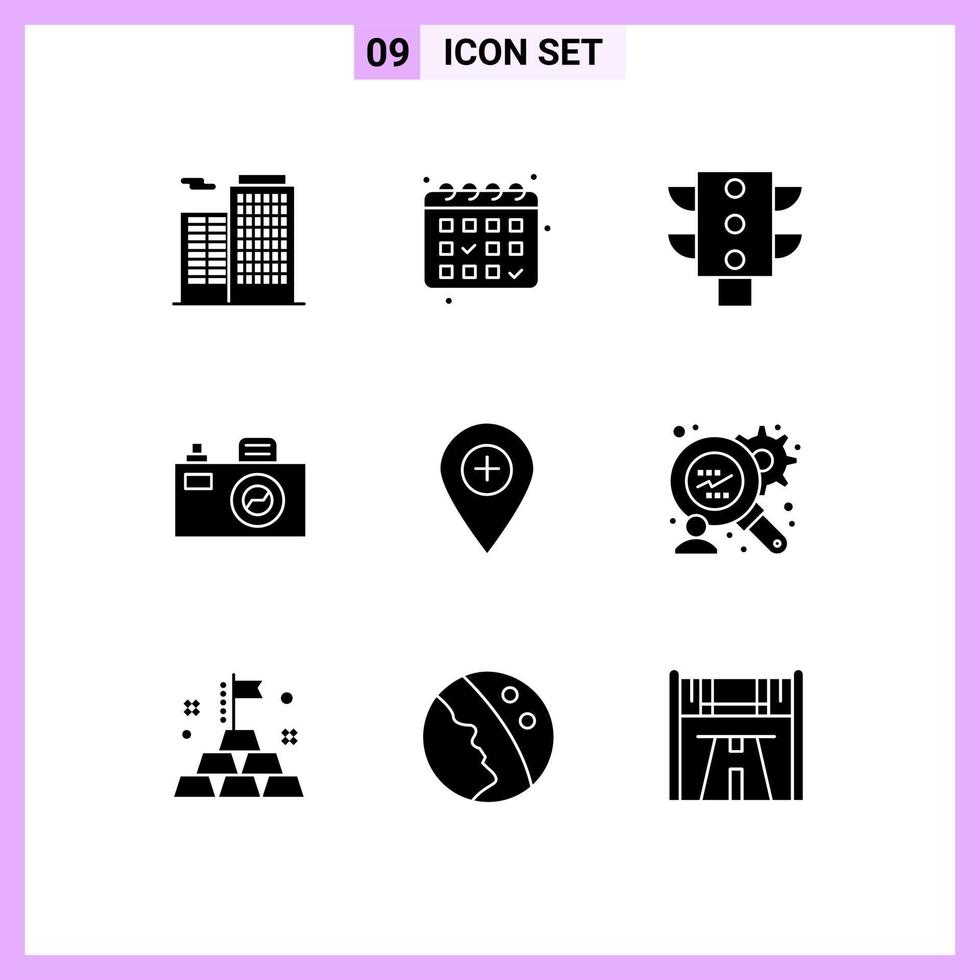 Stock Vector Icon Pack of 9 Line Signs and Symbols for consumers research marker traffic map plus Editable Vector Design Elements