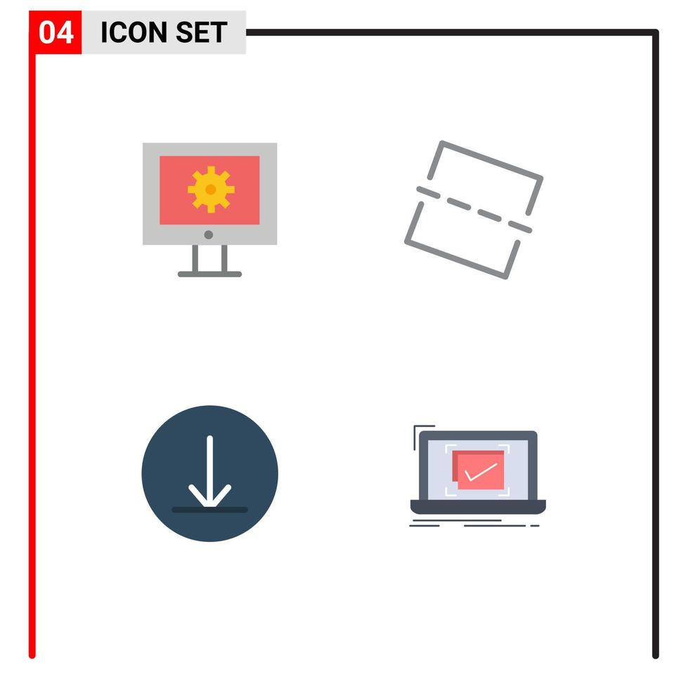 conjunto de 4 4 vector plano íconos en cuadrícula para en línea apoyo Servicio sistema web mantenimiento enderezar Lista de Verificación editable vector diseño elementos
