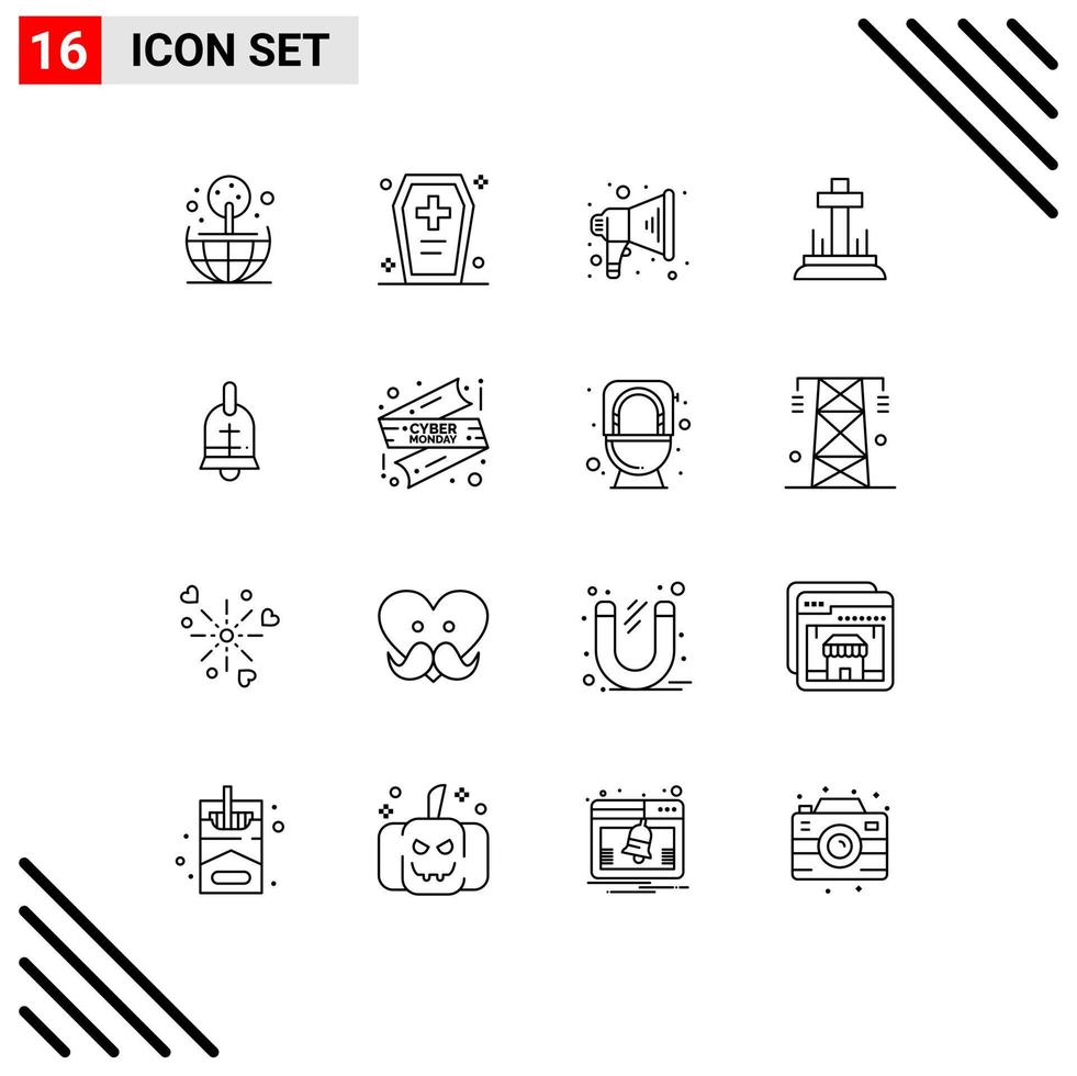 Modern Set of 16 Outlines Pictograph of easter ball announce easter christian Editable Vector Design Elements
