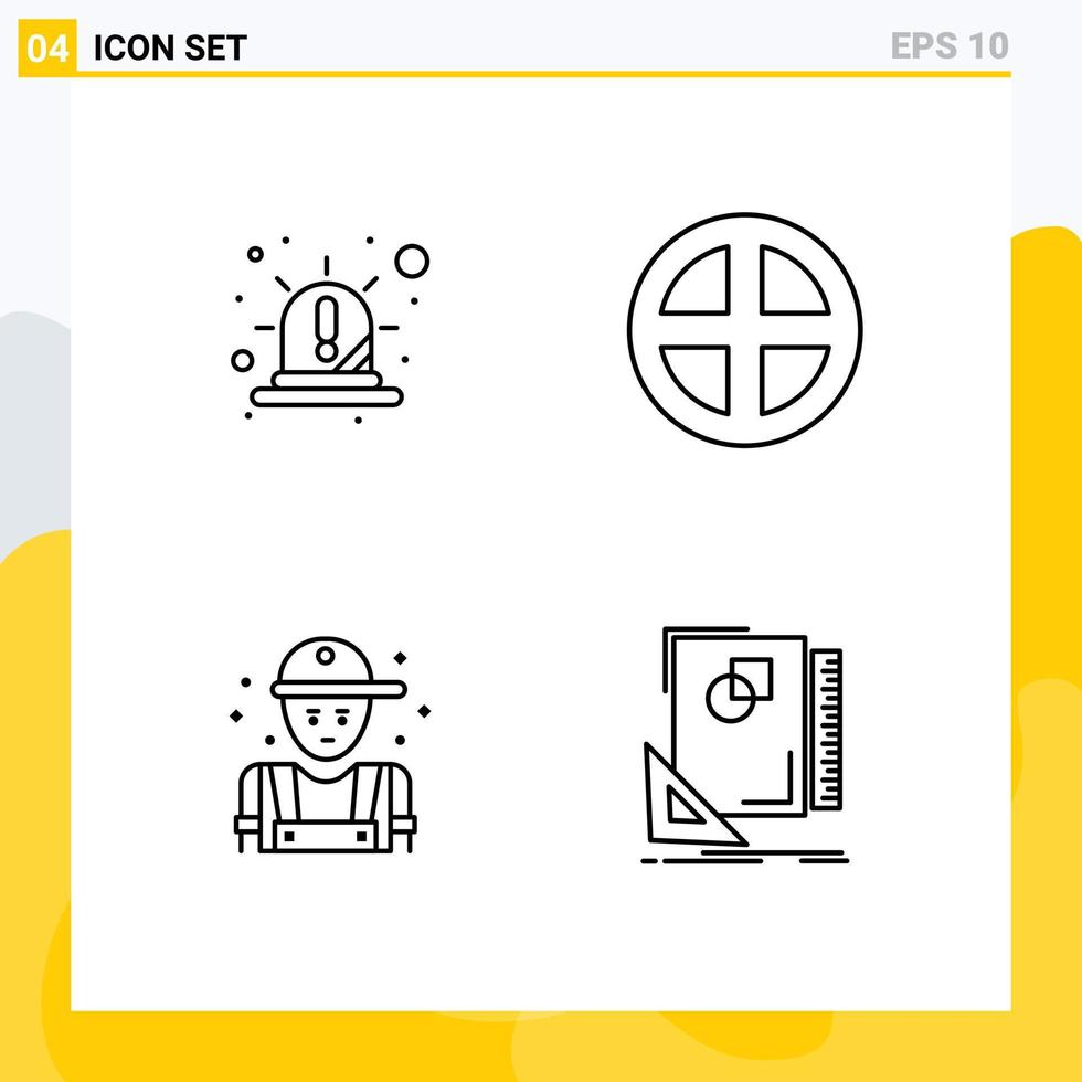 User Interface Pack of 4 Basic Filledline Flat Colors of alert window red door mechanic Editable Vector Design Elements