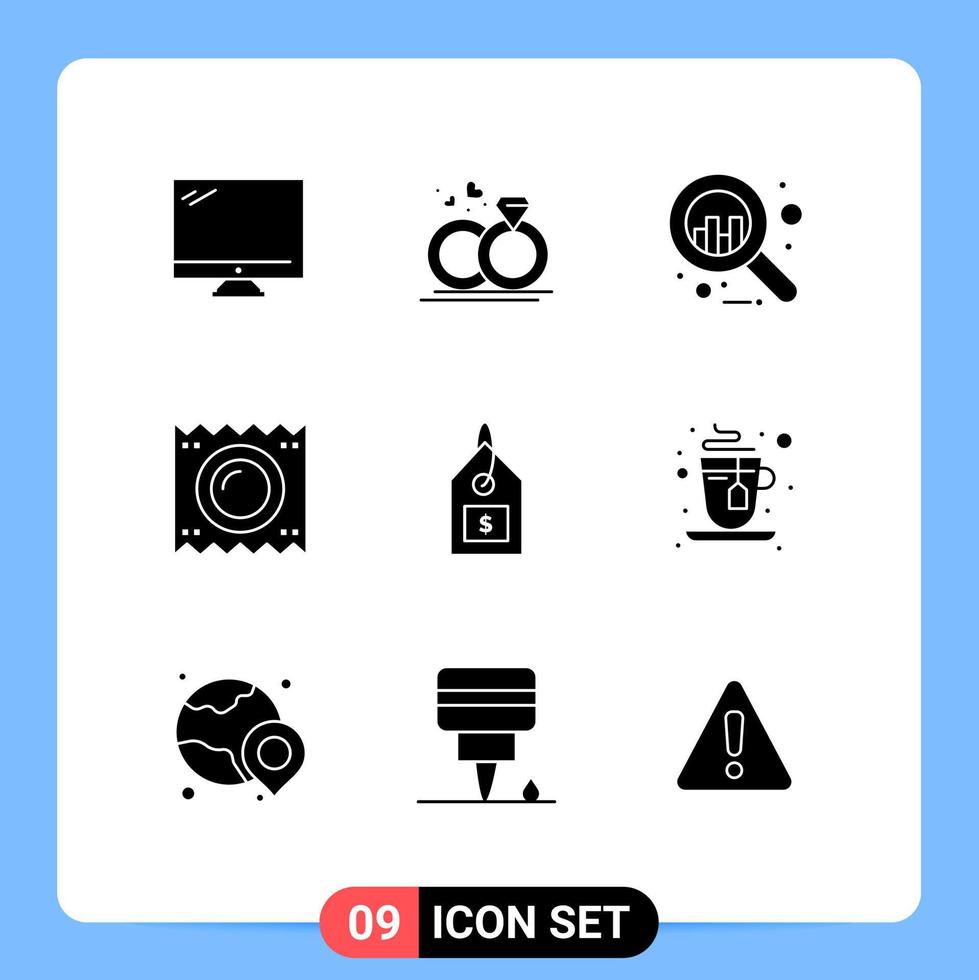 Set of 9 Modern UI Icons Symbols Signs for tag medicine love medical condom Editable Vector Design Elements