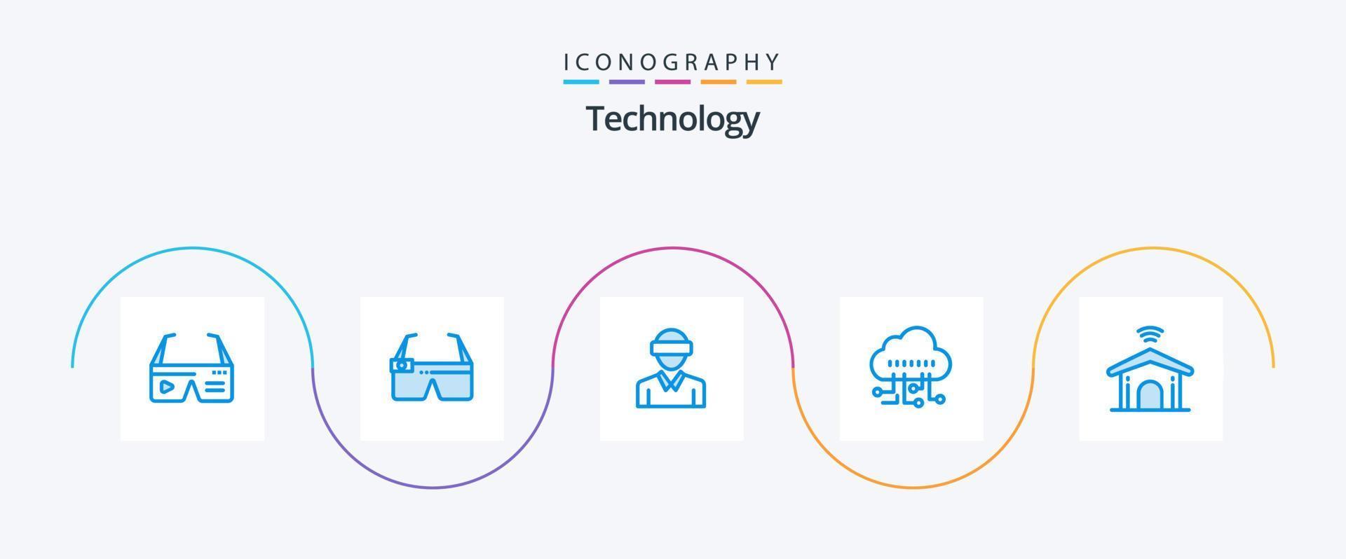 Technology Blue 5 Icon Pack Including electronic. manage. smart. data. technology vector