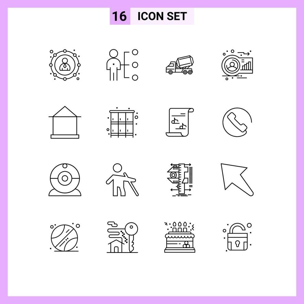 16 Creative Icons Modern Signs and Symbols of human avatar recruitment analysis vehicle Editable Vector Design Elements